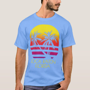 Boca Raton Florida Vintag Tropical Sunset Palm Tr T-Shirt