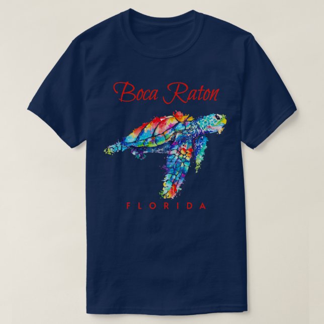 Boca Raton Florida Wasserfarbenschildkröte T-Shirt (Design vorne)