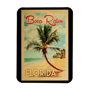 Boca Raton Magnet Florida Palm Tree Beach Vintag
