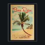 Boca Raton Postcard Florida Palm Tree Beach Retro Postkarte<br><div class="desc">Boca Raton Florida Design im Vintage Travel Stil mit einer Palme am Strand mit Ozean und Himmel.</div>