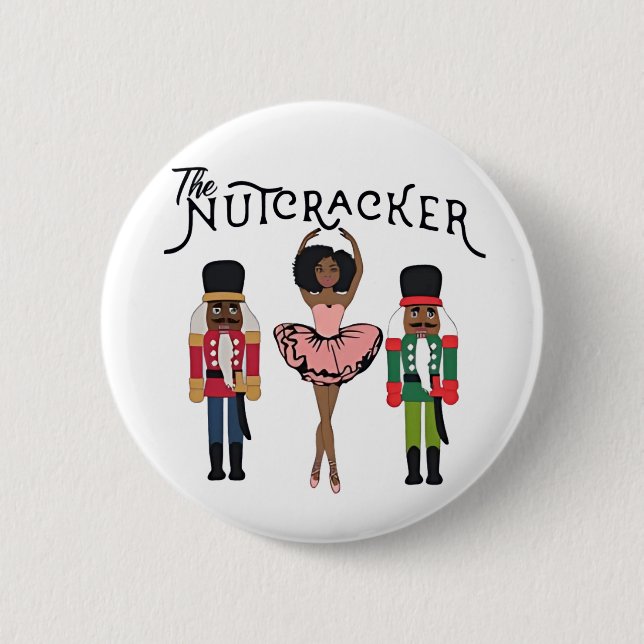Boca Raton Schwarzer Nussknacker Lustiger Weihnach Button (Vorderseite)