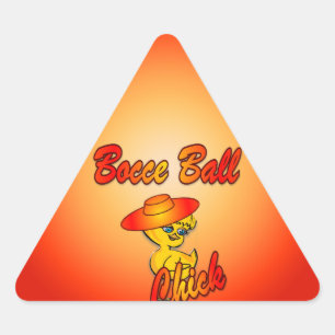 Bocce Ball Chick #5 Dreieckiger Aufkleber