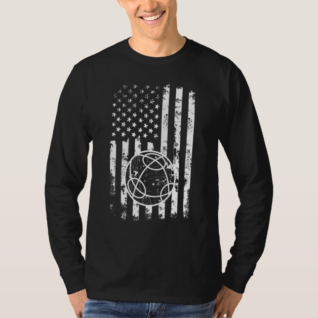 Bocce Ball Player USA Flag Patriotic 3 T-Shirt (Vorderseite)