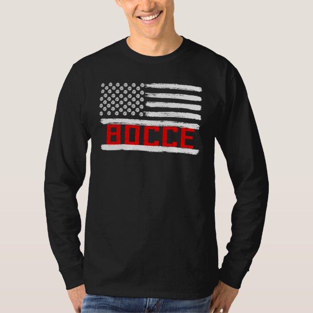 Bocce Ball Player USA Flag Patriotic T-Shirt (Vorderseite)