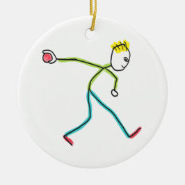 Bocce Ball Stickman Keramik Ornament