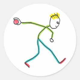 Bocce Ball Stickman Runder Aufkleber