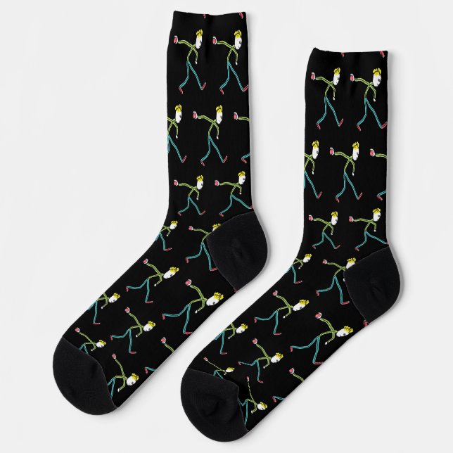 Bocce Ball Stickman Socken (Linkes Detail)