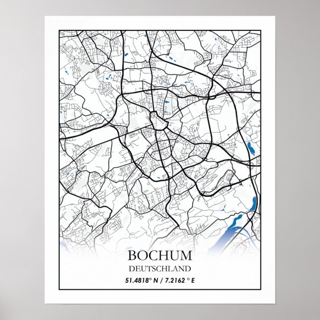Bochum Deutschland City Map Travel Simple Minimal Poster (Vorne)