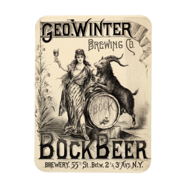 Bock Beer Brewing Co Lager Vintag antike Rustikal Magnet (Vertikal)