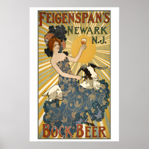 Bock-Bier-Brauerei Circa 1895 Vintage-Werbung Poster