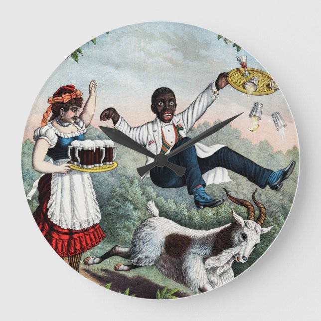 Bock, Bierwerbungsplakat auf lager, 1889 Große Wanduhr (Vorderseite)