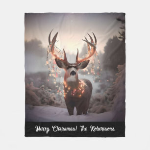 Bock und Weihnachtslichter Fleecedecke