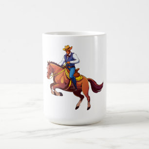 Bockendes Pferd mit dem Mann Kaffeetasse