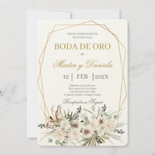 Boda de oro con flor blanca einladung
