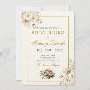 Boda de oro con flor blanca einladung