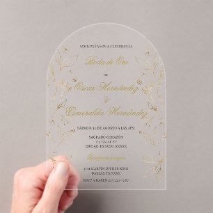 Boda de oro editierbar acryleinladungen