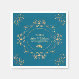 Boda en Azul y Dorado Serviette