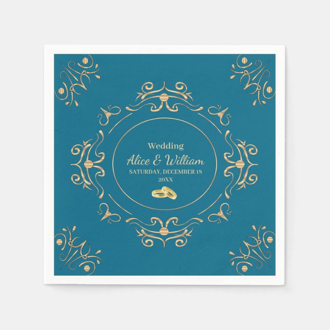 Boda en Azul y Dorado Serviette (Vorderseite)