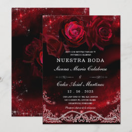 Boda en Negro, Rojo y Blanco Einladung