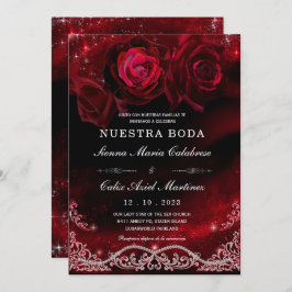 Boda en Negro, Rojo y Blanco Einladung