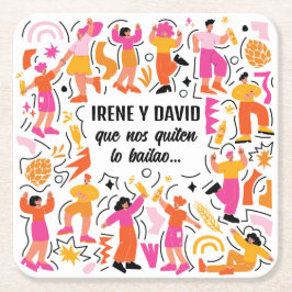 Boda Festivalera - Baile Disco - Naranja y Rosa Rechteckiger Pappuntersetzer