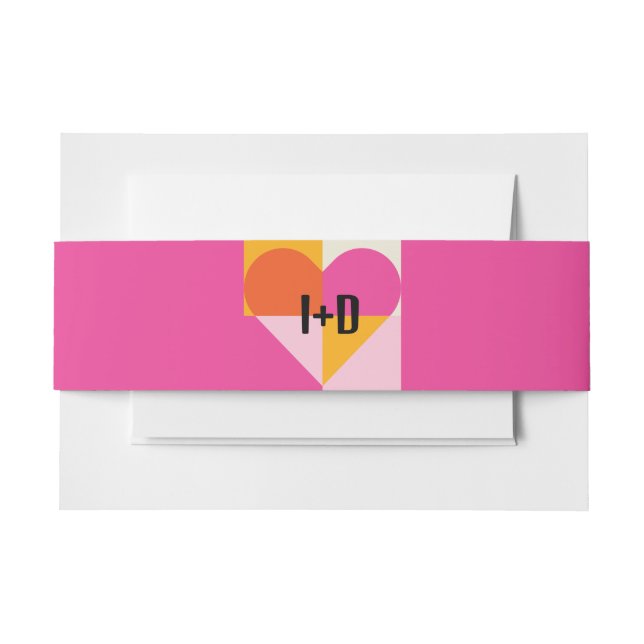 Boda Festivalera Corazón Naranja y Rosa (Spanish) Einladungsbanderole (Vorderseite Beispiel)