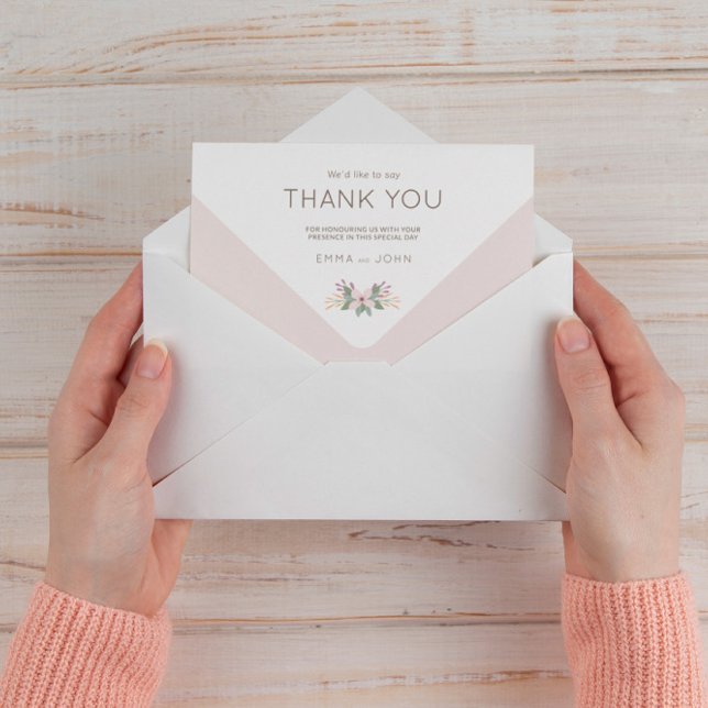 Boda flores silvestres romántico rosa dankeskarte (Von Creator hochgeladen)