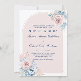 Bodas en azul empolvado y rosa rubor einladung