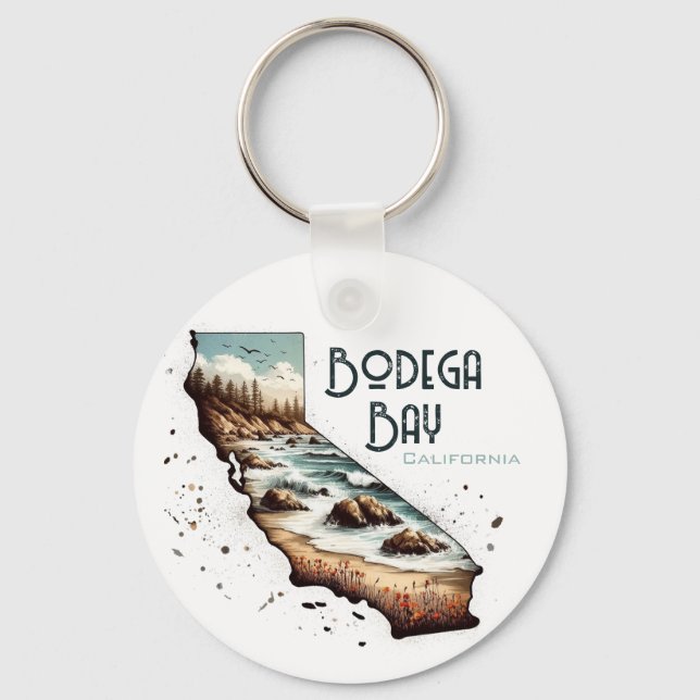 Bodega Bay California Souvenir-Geschenk Schlüsselanhänger (Vorderseite)