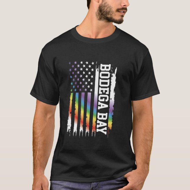 Bodega Bay United Staaten Distressed Rainbow w US  T-Shirt (Vorderseite)