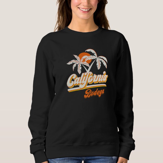 Bodega California 70s Retro Sun Palm Trees Souveni Sweatshirt (Vorderseite)