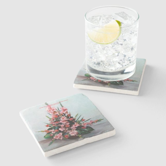 Bodegón de flores/Stillleben von Blume Steinuntersetzer (Seitenansicht)