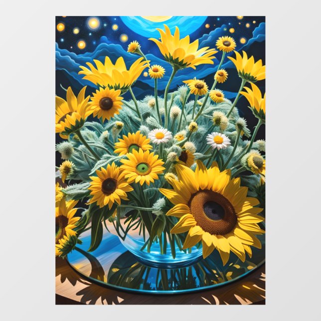 Bodegón Flores y Noche 1 - 001 Fensteraufkleber (Blatt)