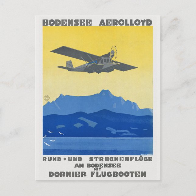 Bodensee Aerolloyd Vintage Poster 1925 Postkarte (Vorderseite)