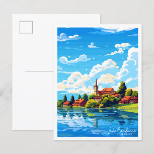 Bodensee Deutschland Vintage-Reiseillustration Postkarte