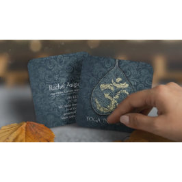 Bodhi Leaf OM Symbol für den Black & Gold Yoga Ins Quadratische Visitenkarte