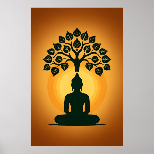 Bodhi Tree Buddha Meditation Art - Zen Spiritual E Poster (Vorne)