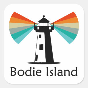Bodie Island Leuchtturm North Carolina Regenbogen Quadratischer Aufkleber