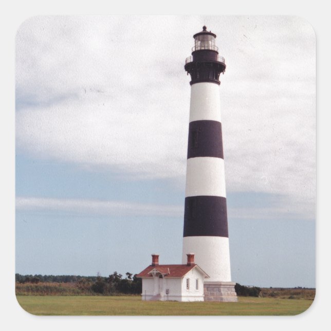 Bodie Island Lighthouse Quadratischer Aufkleber (Vorderseite)