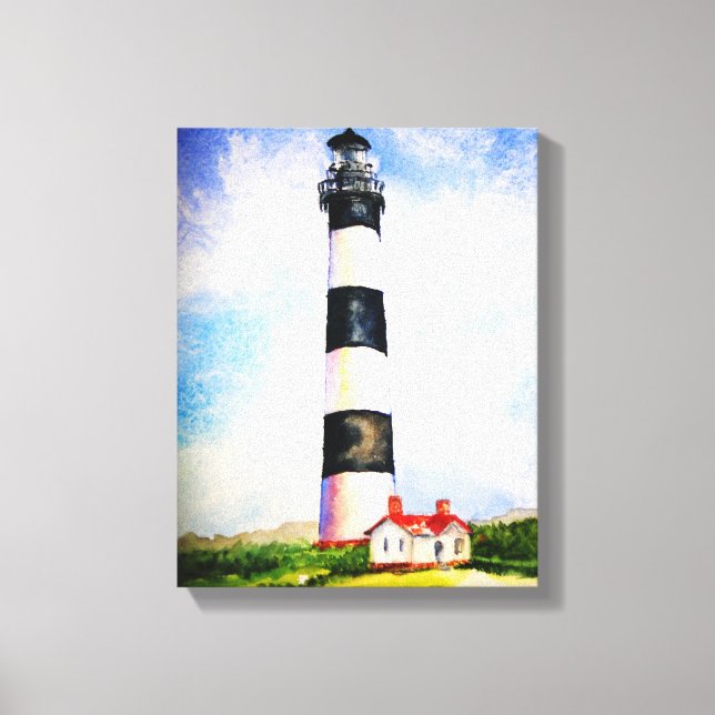 Bodie Lighthouse Wasserfarbe von Mary Dunham Walte Leinwanddruck (Vorderseite)