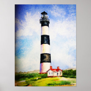 Bodie Lighthouse Wasserfarbe von Mary Dunham Walte Poster