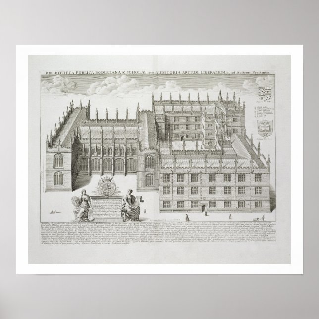 Bodleian Library, Oxford, from 'Oxonia Illustrata' Poster (Vorne)