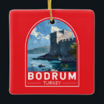 Bodrum Castle Turkey Vintage Art Keramikornament<br><div class="desc">Bodrum Retrovektor Vektor Reise Design. Bodrum ist eine Stadt auf der Halbinsel Bodrum,  die sich von der Südwestküste der Türkei bis ins Ägäische Meer erstreckt. Die Stadt verfügt über zwei Buchten mit Blick auf das Schloss Bodrum.</div>