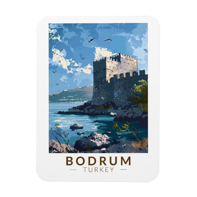 Bodrum Castle Turkey Vintage Art Magnet (Vertikal)
