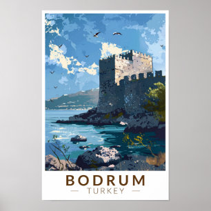 Bodrum Castle Turkey Vintage Art Poster