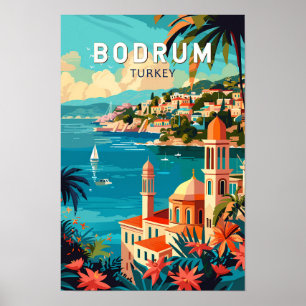 Bodrum Turkey Reisen Art Vintag Poster