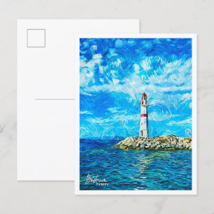 Bodrum Turkey Schöne Öl Paint City Landschaft Postkarte