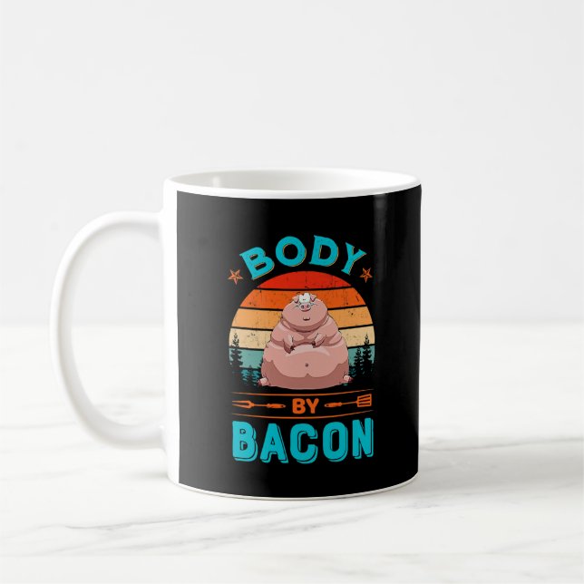 Body Bacon Fat Pig Funny Niedlich Vintag Kaffeetasse (Links)