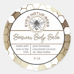 Body Balm Honeycomb Bee Gold Lip Balm Lid Label Runder Aufkleber