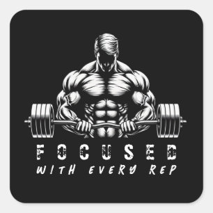 Body Builder-Fitness Quadratischer Aufkleber